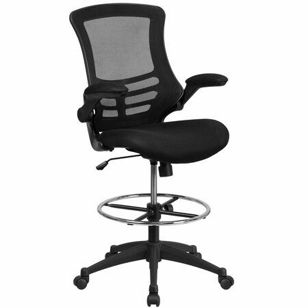 Flash Furniture Mesh Drafting Chair, Padded Flip-up, Back, Seat, Frame: Black BL-X-5M-D-GG